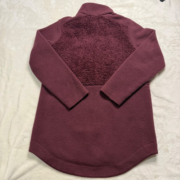 Columbia Womens Burgundy Sherpa Mixed Fleece Full Zip Long Jacket AP2932 XL - Picture 7 of 7